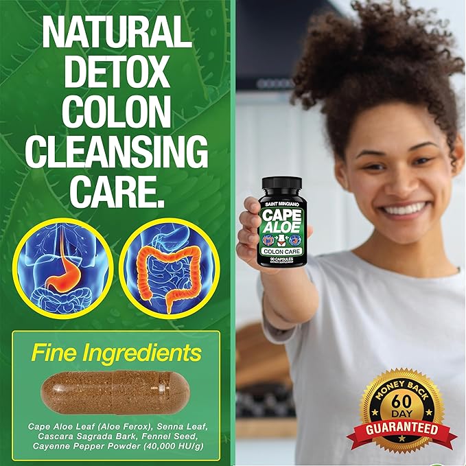 Cape Aloe Vera Capsules - Colon Cleanse, Detox & Flush - 90 Capsules. Gentle Constipation Relief and Bowel Movement Acting as Natural Herbal Laxative - Supports Bowel Movements for Digestive Health