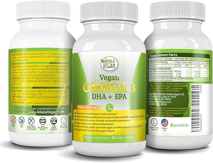 POTENT VEGAN OMEGA 3 Supplement: Better Than Fish Oil! Plant Based Water Extracted Algae Oil- DHA EPA DPA Fatty Acids- Non GMO- Improve Immune System, Joint, Heart, Skin & Brain Health- 2 Month Supply