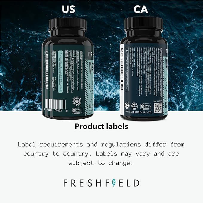 Freshfield Vegan Omega 3 DHA: Sustainable, Carrageenan Free, Third Party Tested, Compostable Bottle, Carbon Neutral. Supports Heart, Brain, Joint Health w/DPA (Prenatal 60 Count (Pack of 1))