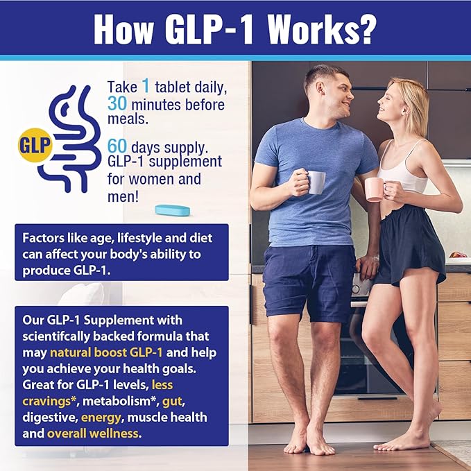 GLP-1 Supplement for Women & Men, Natural GLP-1 Support, 26 in 1 with Akkermansia Probiotic, Berberine, Inulin, Turmeric, HMB, GLP1 for GLP 1 Levels, Metabolism*, Digestive & Gut Health - 60 Count