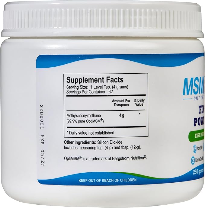 KALA HEALTH MSMPure Fast Dissolving Fine MSM Powder Crystals – US-Sourced MSM for Joint Health, Skin Appearance, and Hair & Nail Support – 8.8 oz, Organic Sulfur