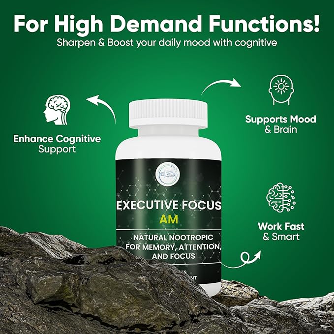 12-in-1 Natural Nootropic Brain Support Supplement with Shilajit, Choline, Alpha GPC, Ashwagandha, Theobromine, L Theanine, Natural Caffeine for Memory, Energy, Focus 30 Day Supply