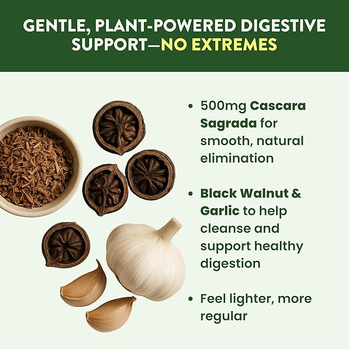 7 Day Advanced Colon Cleanse, Prebiotics & Natural Herbs, Supports Detox & Gut Flora for Women & Men, with Cascara Sagrada, Black Walnut Hulls & Black Cohosh, 30 Capsules 1-2 Daily | 7 Day Cleanse