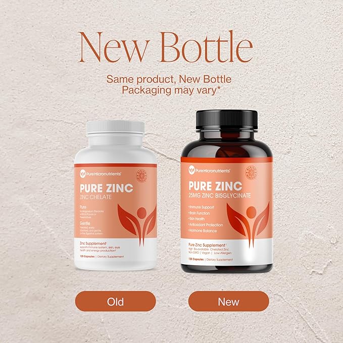 Pure Zinc Supplement 25mg - TRAACS Bisglycinate Chelate - 120 Capsules for Immune Support, Skin Health & Energy - for Men & Women