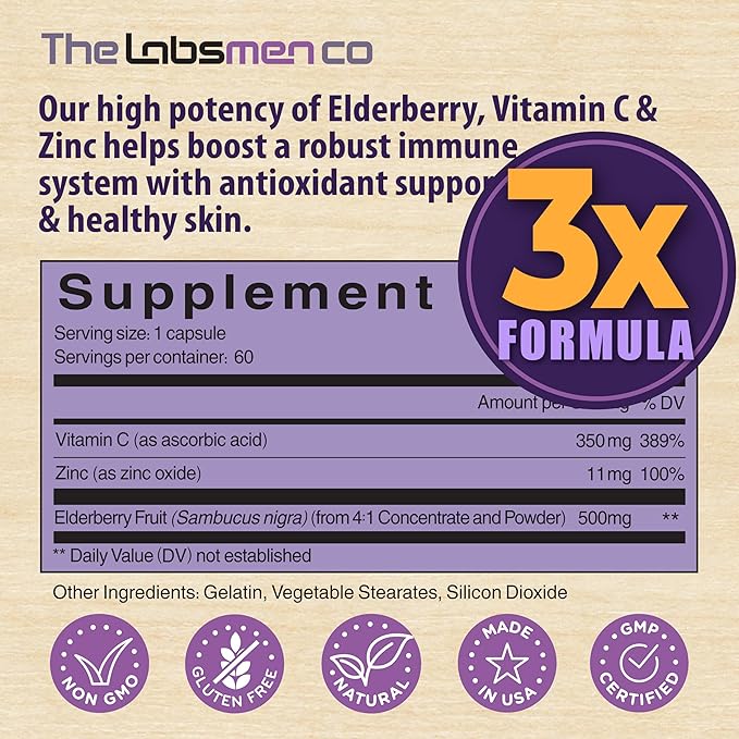 Sambucus Elderberry Immune Support Supplement/Daily Immune Boosters for Adults, Season Change w/Elderberry Vitamin C & Zinc Support Respiratory Health & Increase Antioxidant, 2-Mons