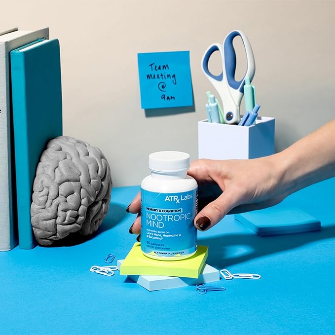 Nootropic Mind: Memory & Cognition - Brain Supplement, with Lion’s Mane Mushroom, Huperzine A, and Bacopa, May Support Brain Health, Vegan and Gluten-Free, 60 Capsules