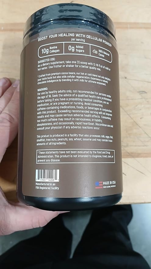 NCR1 - Natural Cellular Renewal & Rejuvenation, Double Chocolate Flavor, Hydrolyzed Bovine Collagen Powder with Cocoa & Resveratrol, Non-GMO, Gluten Free & Keto Diets