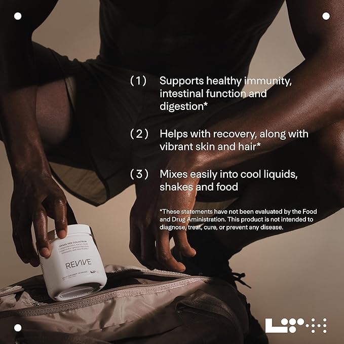 LTH Revive Grass-Fed Colostrum Powder - Trusted by Life Time Fitness Members - Premium Colostrum Supplement - Supports Digestion, Skin & Immune Health - Sourced from First-Milking Colostrum - 4.83 oz