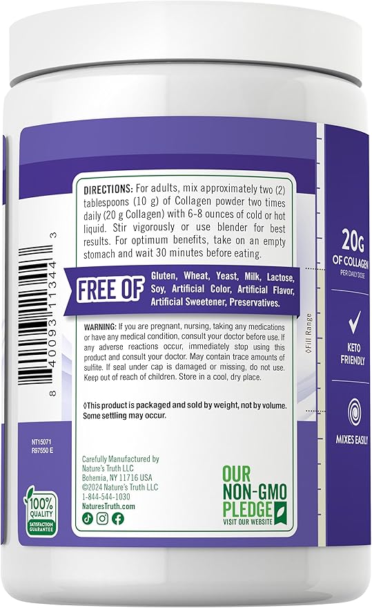 Nature's Truth Multi Collagen Peptide Powder | 9 oz | Type I, II, III, V, X | Unflavored | Non-GMO & Gluten Free Supplement