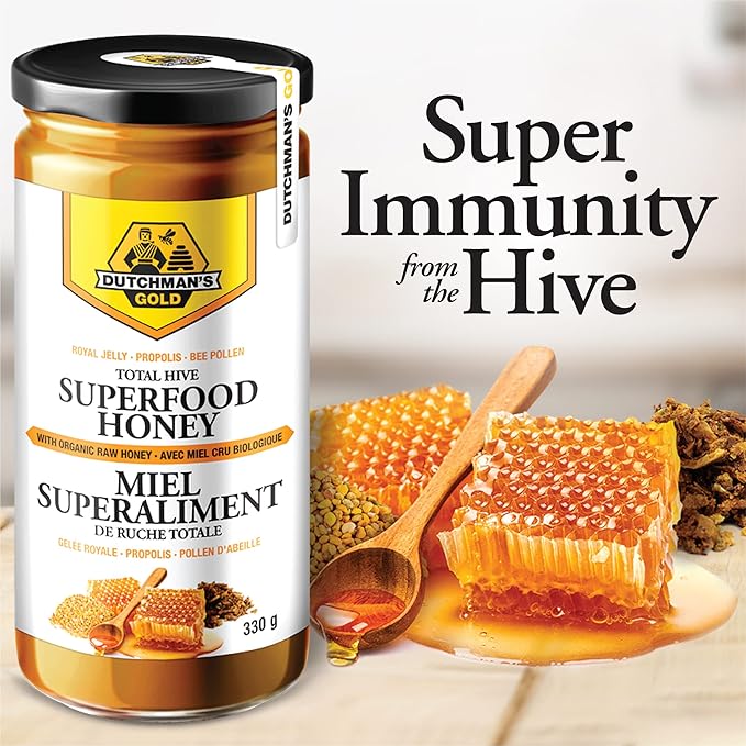 Total Hive Superfood Honey - with Raw Honey, Royal Jelly, Propolis, Bee Pollen, Ginseng