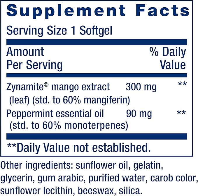 Life Extension Brain Fog Relief, Mango Leaf Extract, standardized Peppermint Oil, nootropic Brain Supplement for Clarity and Focus, Fast-Acting, Caffeine-Free, Gluten Free, Non-GMO, 30 softgels