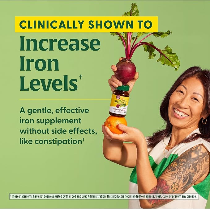 MegaFood Blood Builder Iron Supplement Clinically Shown to Increase Iron Levels Without Side Effects, Vegan Supplement For Women with Vitamin C, Vitamin B12 & Folic Acid, 180 Tablets