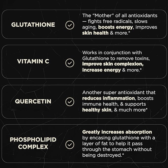 ELMNT 2150mg Super Liposomal Glutathione Supplement w. Vitamin C, Quercetin & Pure L Glutathione 2000mg Triple Action Formula Glutathione Liposomal Supplement w. Phospholipid Layer - 90 Pills, Non-GMO
