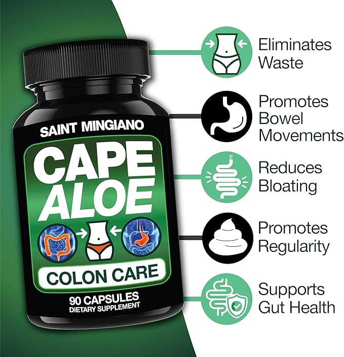 Cape Aloe Vera Capsules - Colon Cleanse, Detox & Flush - 90 Capsules. Gentle Constipation Relief and Bowel Movement Acting as Natural Herbal Laxative - Supports Bowel Movements for Digestive Health