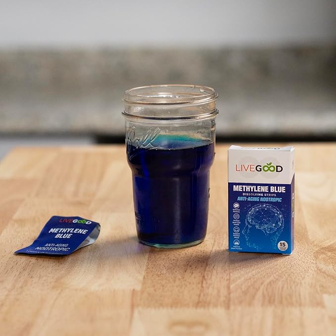 LIVEGOOD™ Methylene Blue Nootropic – Dissolving Strips for Maximum Absorption, Helps Promote Focus & Cognitive & Brain Health, Third Party Tested, 15 Strips
