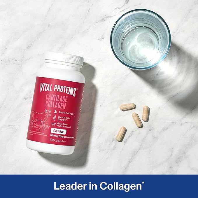 Vital Proteins Cartilage Collagen Pills, Type II Collagen & Chondroitin Sulfate Supplement for Recovery & Healthy Hair, Skin, Nails and Joints - 750 mg Serving with 120 Capsules
