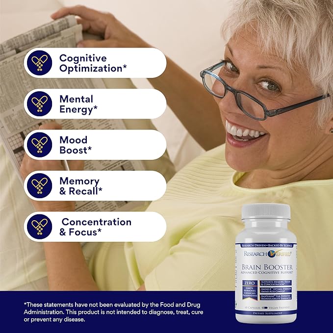 Brain Booster - Nootropic Supplement to Enhance Cognitive Function - 360 Vegan Friendly Capsules - 6 Bottles