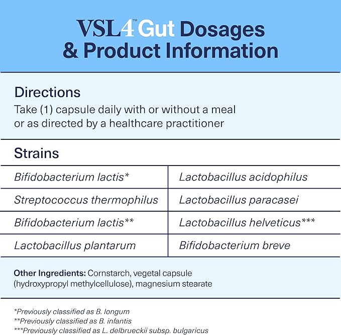 VSL4™ Gut Daily Probiotics for Gut Health - 30B CFUs, Multi-Strain Digestive Support for Women & Men, Promotes Gut Balance & Regularity, Potent, Shelf-Stable Probiotic Supplement, 30 Capsules