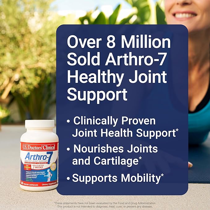 U.S. Doctors’ Clinical Arthro-7 - Clinically Proven Joint Support Complex with Turmeric, Collagen, Bromelain for Flexibility, Mobility, & Strong Cartilage - 180 Capsules(3 Bottles) - 45/90-Day Supply
