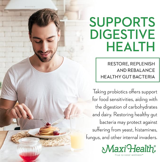 Maxi Health Probiotics for Digestive Health and Gut – 15 Strains, 20 Billion CFU Active Organisms - Probiotics for Men and Women – Daily Probiotic for Digestive Support, 60 Capsules