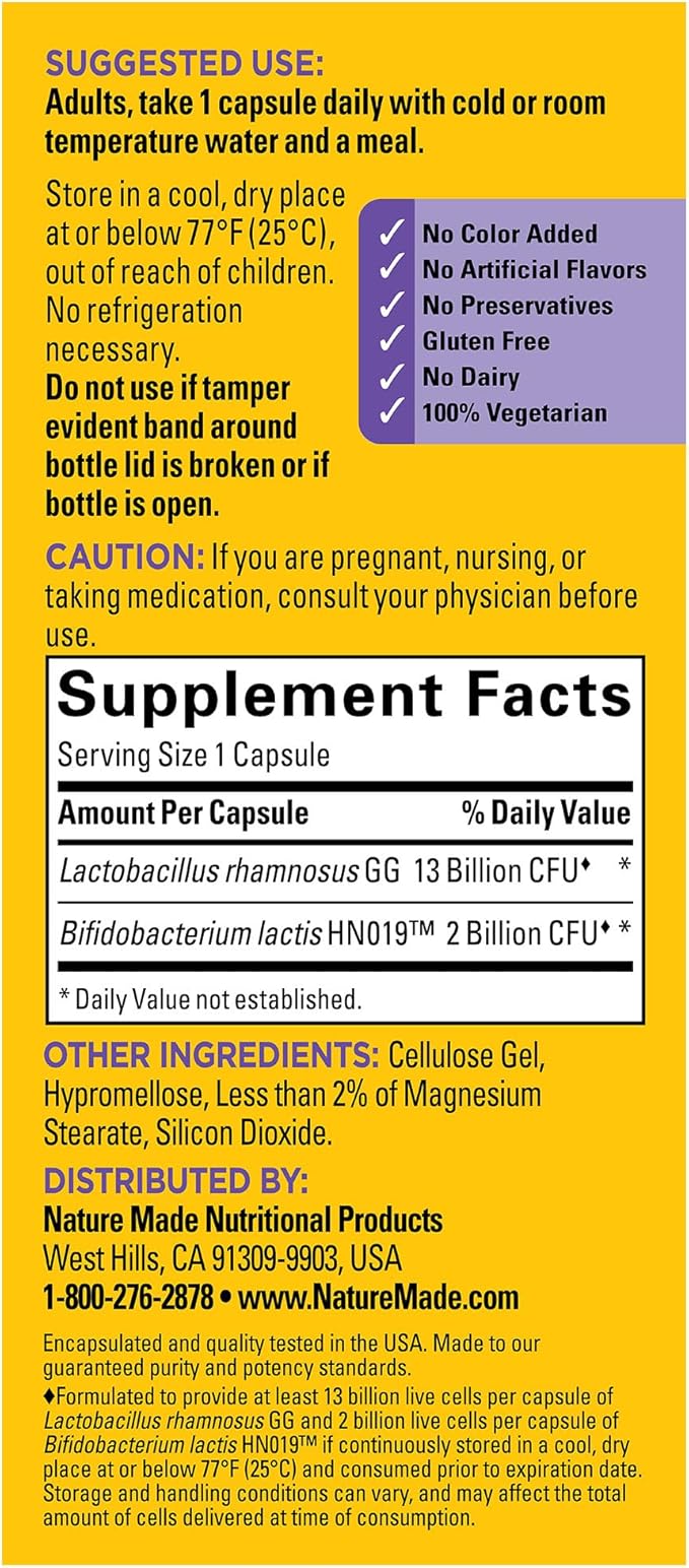 Nature Made Probiotics for Digestive Health Extra Strength 15 Billion CFU from Live Cultures, Probiotics for Women and Men, 30 Probiotic Capsules, 30 Day Supply