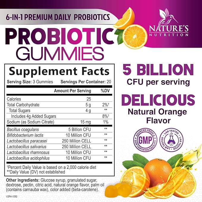 Probiotic Gummies for Women & Men's Digestive Health, 5 Billion CFU, Best Daily Probiotics Gummy for Vaginal, Immune Support & Gut Health, Supports Occasional Constipation Gas & Bloating, 60 Gummies