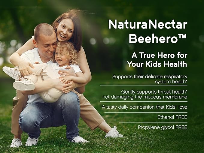 NaturaNectar - BeeHero Brazilian Bee Propolis Throat Spray - Throat Relief for Kids - for Comfort and Protection - Exclusive Berry Blast Flavor (1 Pack, 1 Fl Oz)