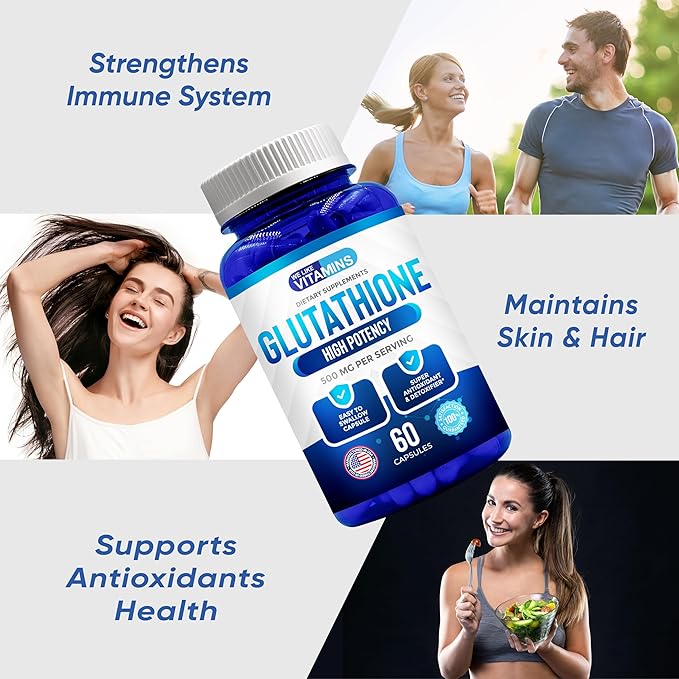We Like Vitamins L Glutathione Supplement 500mg Per Serving | Manufactured in USA | 60 Glutathione Capsules | Highly Bioavailable Reduced Glutathione Supplement | Glutathione for Antioxidant