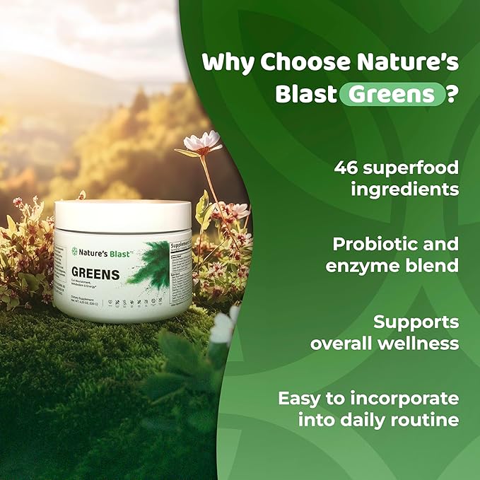 Greens Superfood Powder - 46 Superfoods, Probiotics & Enzymes for Gut Health, Metabolism & Energy - Vegan Green Powder Blend, 1 Bottle - 30 Servings