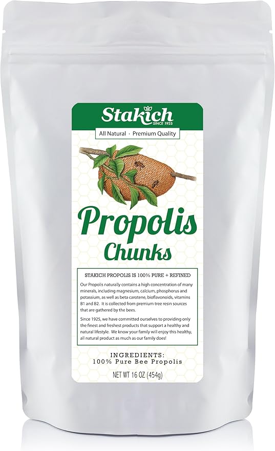 Stakich Bee Propolis Chunks - Pure, Natural - 1 Pound (16 Ounce)