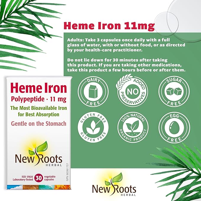 Heme Iron - New Roots Herbal - 30 Capsules