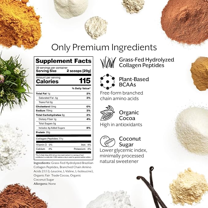 Promix Hydrolyzed Collagen Peptides with BCAA - Grass Fed Collagen for Bone, Skin, Nail, and Joint Support - 39 Servings