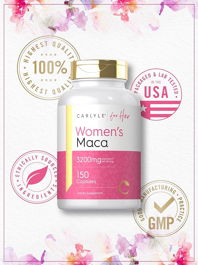 Carlyle Maca Root Capsules for Women 3200mg | 150 Count | Non-GMO, Gluten Free Supplement | for Her