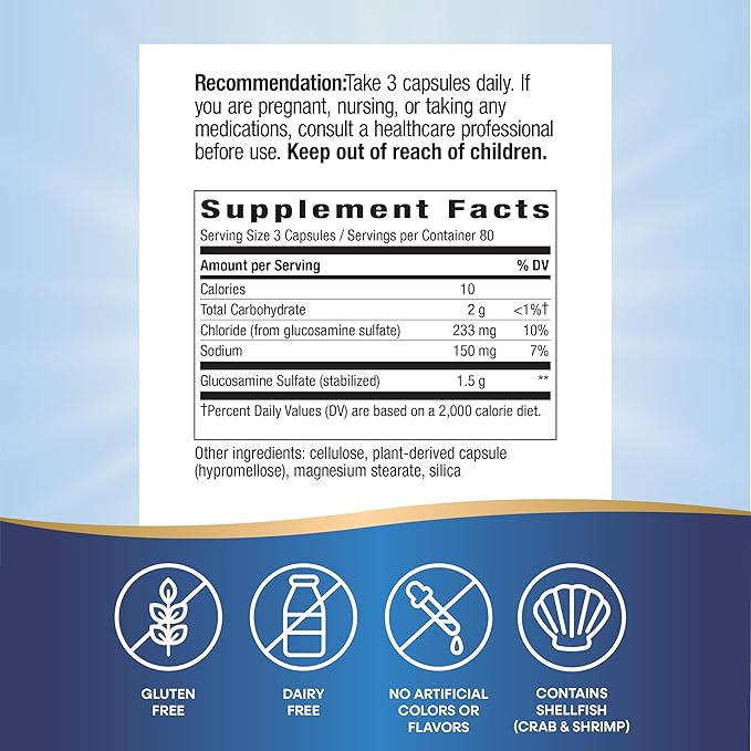 Nature's Way GS-500 Glucosamine Sulfate, Joint Health Support Supplement*, 240 Capsules
