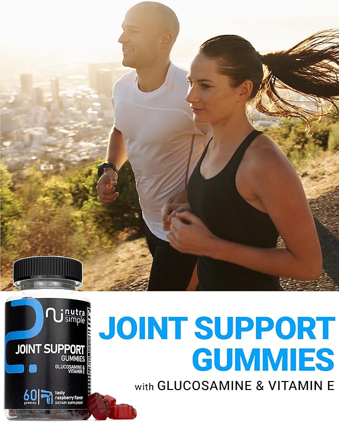 Joint Support Gummies Extra Strength Glucosamine & Vitamin E, Natural Flexibility & Joint Support Supplement - Best Cartilage & Immune Health Support for Women & Men - 60 Gummies