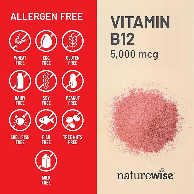 NatureWise Vitamin B12 5000 mcg - Extra Strength - Supplement for Supporting Energy Levels, Mental Clarity, Nervous System Health - Easy-to-Swallow, Soy and Gluten-Free, Non-GMO - 60 Softgels