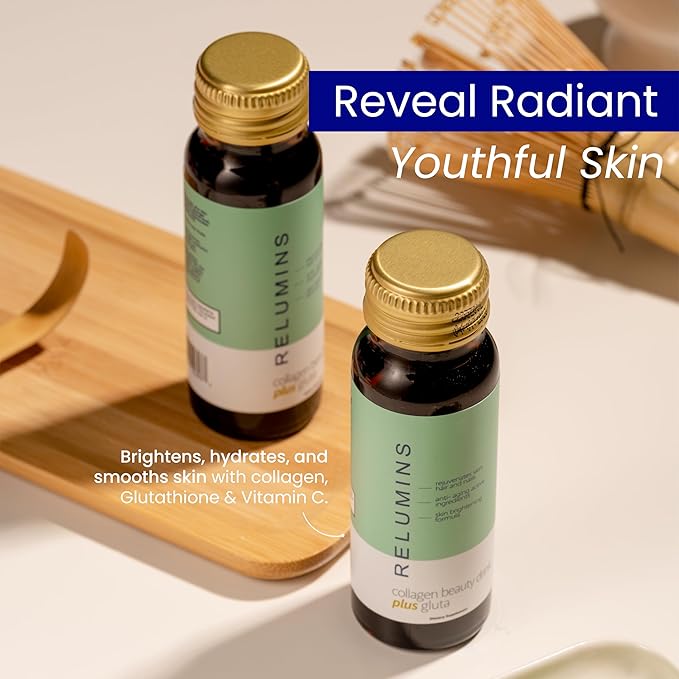Relumins Advance Rejuvenating Collagen Beauty Drink with Glutathione, Hyaluronic, CoQ10, EGCG, Resveratrol & More - Naturally Fights Signs of Aging - Apple Flavor, Ten 50mL Drinks x 3 Packs