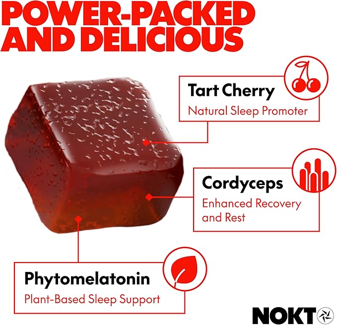 Sleep Gummies - Tart Cherry & Vegan Melatonin, Sugar-Free, Gluten-Free, Nutritional Supplement, 30 Gummies, Tart Cherry Flavor, Gummy Form, Deep Restorative Sleep Support