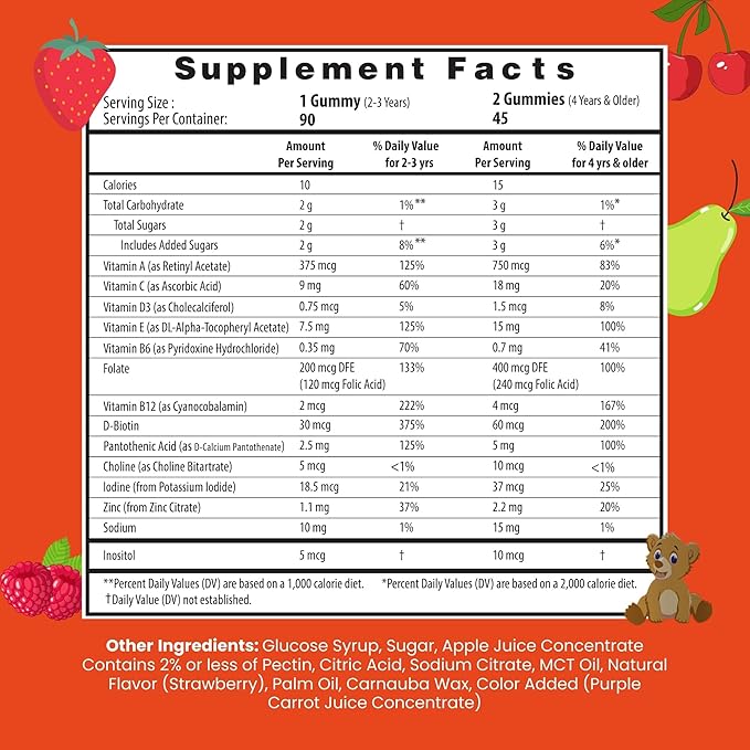 HERBION Naturals Multivitamin Gummies for Kids | Immune Support with Vitamin C, D3, B12, A, E & Zinc | Strawberry Flavor | Gluten Free, Vegan, Chewable Gummy Vitamins | 90 Ct | Pack of 24