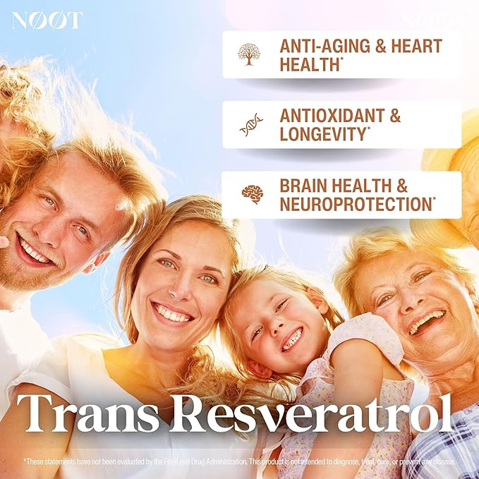 Trans Resveratrol Supplement 500mg Capsules - Longevity, Anti Aging, Brain & Heart Support, Cellular Health - Vegan Supplements & Antioxidants - 60 Capsules / 2 Month Supply