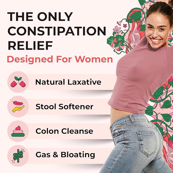 Laxative, Constipation Relief for Women - Stool Softener - 100% Natural - 100 Capsules - Female Colon Cleanse, Detox - Gas and Bloating Relief - Vegan, Gluten and GMO Free
