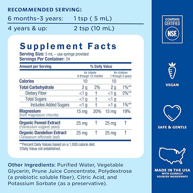 Mommy's Bliss Constipation Ease with Prebiotics, Promotes Bowel Movements, Gentle & Safe, No Harsh Laxatives, Age 6 Months+, 4 Fl Oz (Pack of 2)