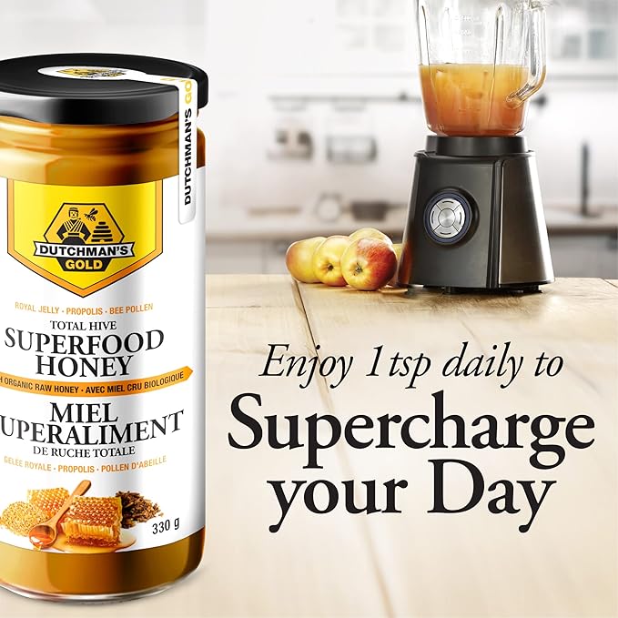 Total Hive Superfood Honey - with Raw Honey, Royal Jelly, Propolis, Bee Pollen, Ginseng