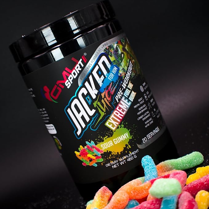 GMU SPORT Jacked Juice Pre Workout | Explosive Energy, Focus & Muscle Pumps | 8g Citrulline Malate, 3g Creatine, Beta Alanine, Alpha-GPC | 250mg Caffeine | 40 Servings Watermelon