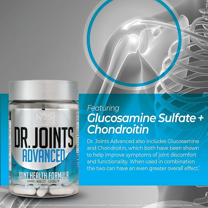 NDS Nutrition Advanced - Joint Health Formula with FruiteX-B, Glucosamine & Chondroitin - Improved Mobility & Flexibility - 90 Capsules