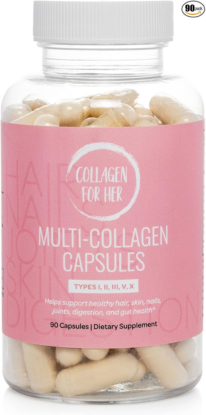 Multi Collagen Capsules for Women (Types I, II, III, V, X,) Hydrolyzed Collagen Peptides, Vitamin Supplement for Hair, Skin, Nails, and Joint Support (90 ct.)