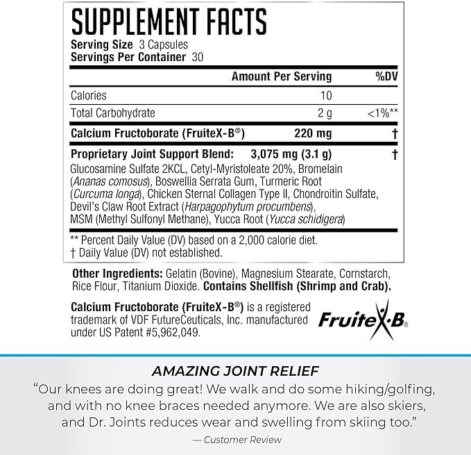 NDS Nutrition Advanced - Joint Health Formula with FruiteX-B, Glucosamine & Chondroitin - Improved Mobility & Flexibility - 90 Capsules
