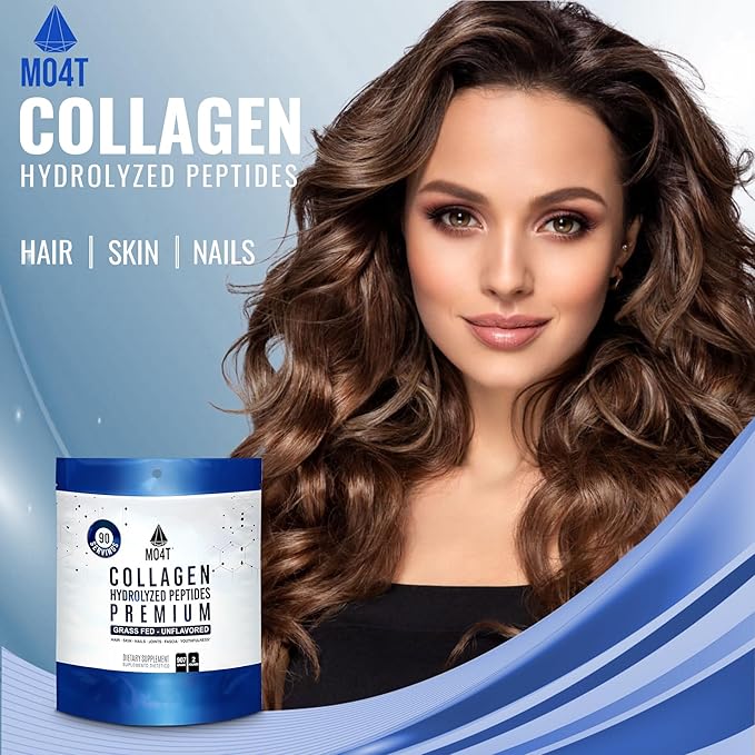 MO4T Collagen Peptides- Collagen Powder- Hydrolyzed Collagen- Grass fed - Colageno Hidrolizado -Unflavored Collagen (1 Pound)