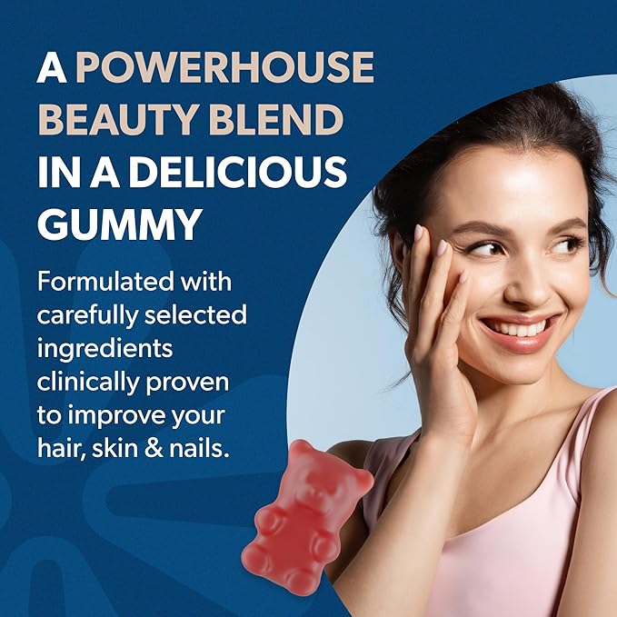 BIOMA Hair, Skin & Nails Beauty Gummies - Supports Growth & Strength with Biotin, Collagen, Zinc & Vitamins C & D - Gluten-Free - 180 Gummies (90-Day Supply, 3 Pack)