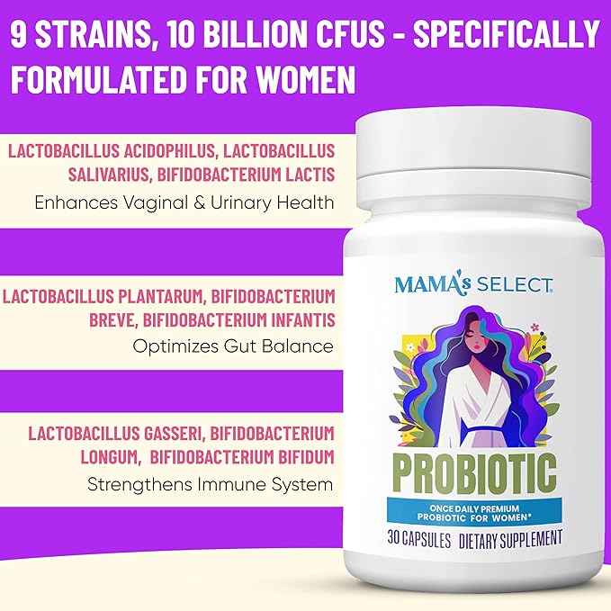 Mama's Select Prenatal Probiotics for Pregnant Women – Pregnancy, Postnatal & Postpartum Support – Aids Lactation, Breastfeeding, Digestion, Morning Sickness, Baby Microbiome – 30 Capsules